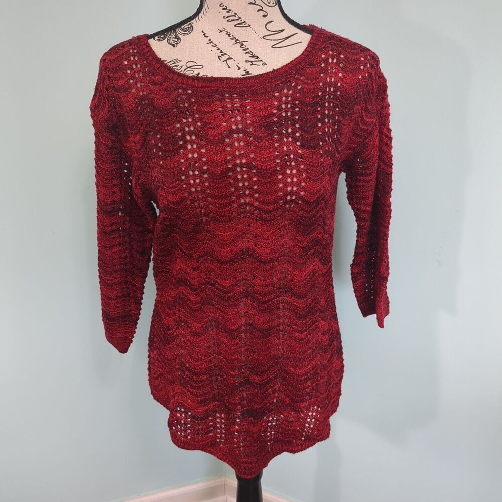 Women’s New Directions Weekend Red Black Sweater small